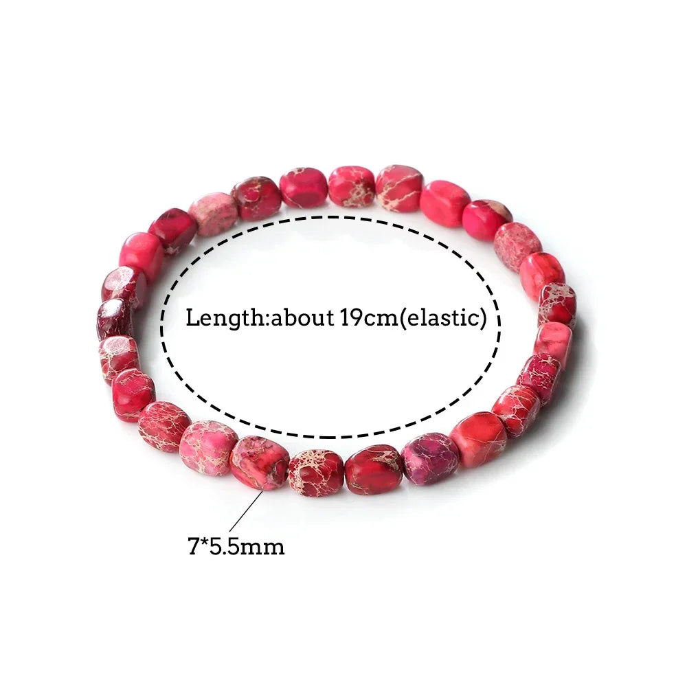 Vintage Elastic Bead Bracelet Square Emperor Stone Bangle Women Men Chakra Healing Couple Bracelet Natural Chain Jewelry