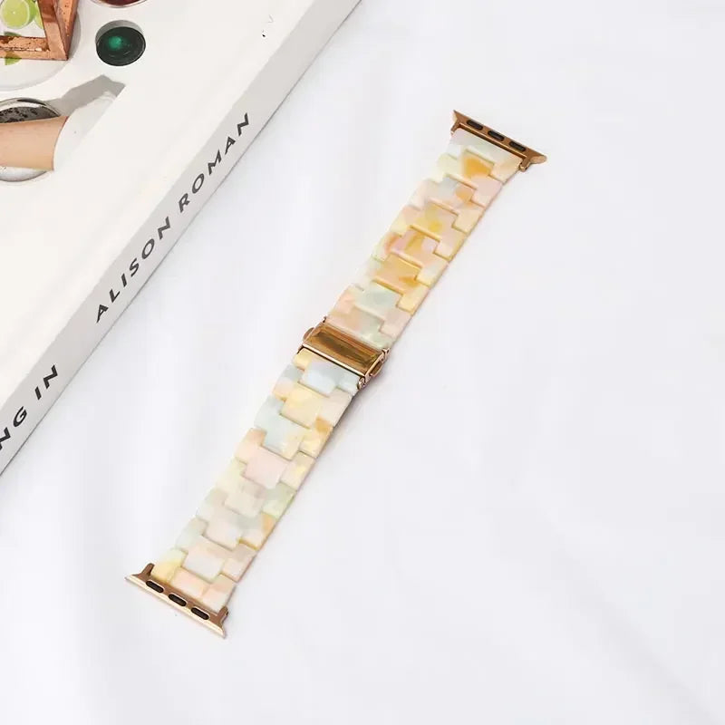 Luxury Resin strap for Apple Watch Ultra 2 Band 49mm 45mm 41mm 40mm 44mm 38mm 42mm Link bracelet iwatch series 9 7 8 6 se 5 4 3