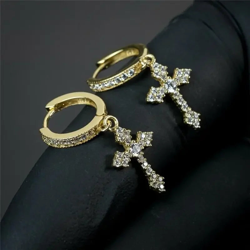 Classic Cross Point-Drill Crystal Exquisite White Color Earrings For Women Jewelry Gifts