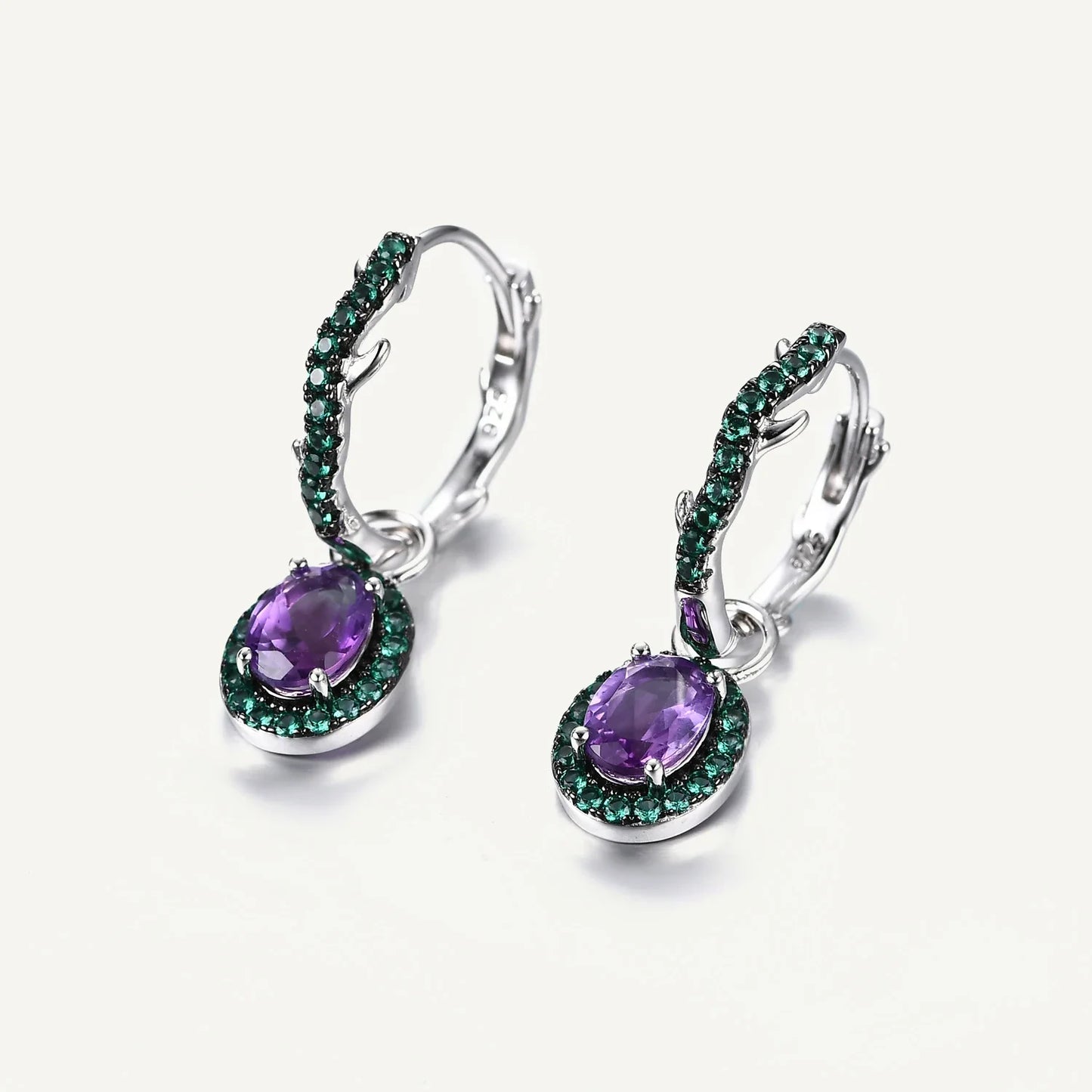 Christmas Design Amethyst Brambles Gemstone Earrings Sets For Women Solid 925 Sterling Silver