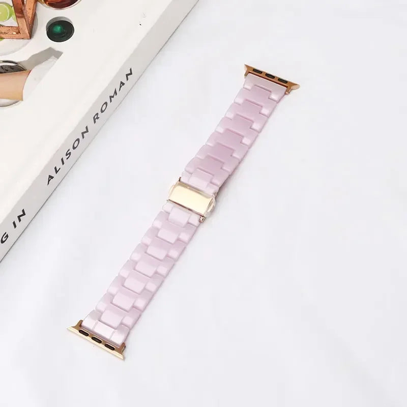 Luxury Resin strap for Apple Watch Ultra 2 Band 49mm 45mm 41mm 40mm 44mm 38mm 42mm Link bracelet iwatch series 9 7 8 6 se 5 4 3