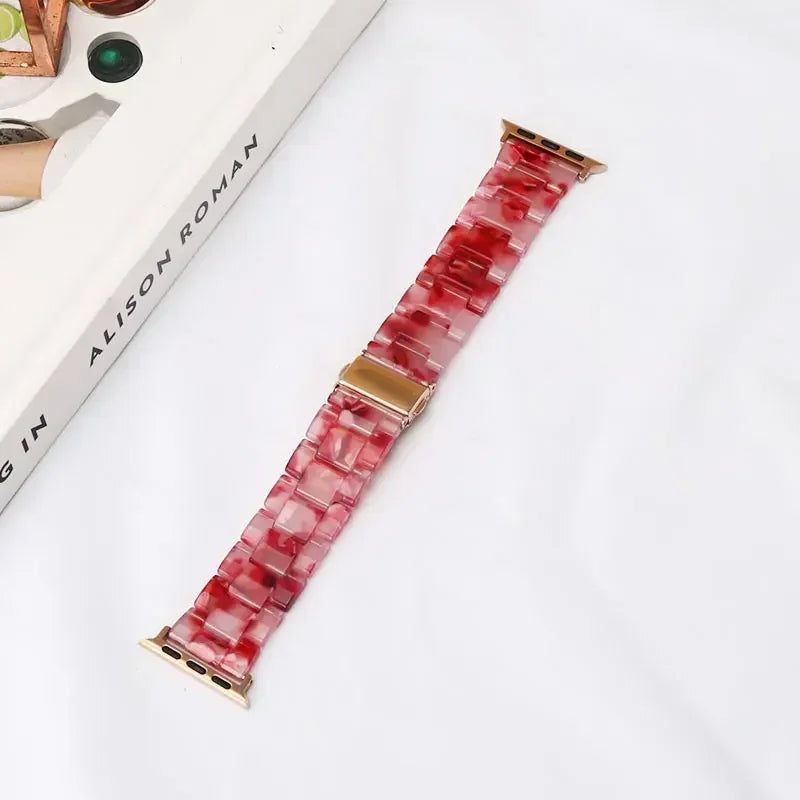 Luxury Resin strap for Apple Watch Ultra 2 Band 49mm 45mm 41mm 40mm 44mm 38mm 42mm Link bracelet iwatch series 9 7 8 6 se 5 4 3