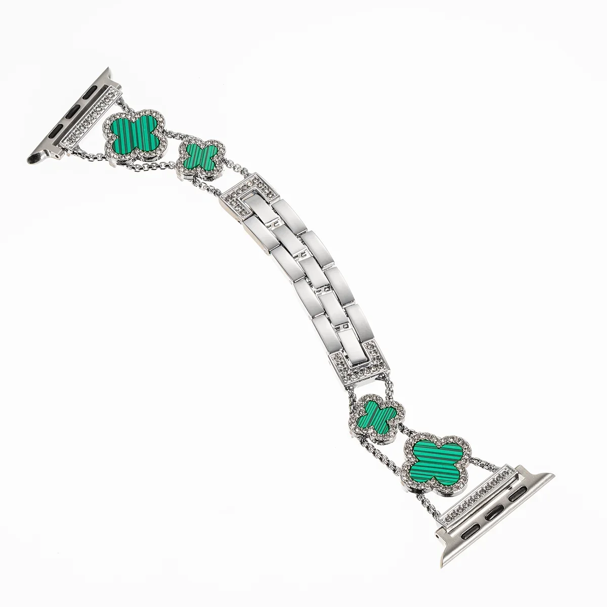 Diamond Four-leaf Clover Metal Strap for Apple Watch Ultra2 49mm 46mm 44/42/41/40/38mm Band for Iwatch Series10 987SE6 Bracelets