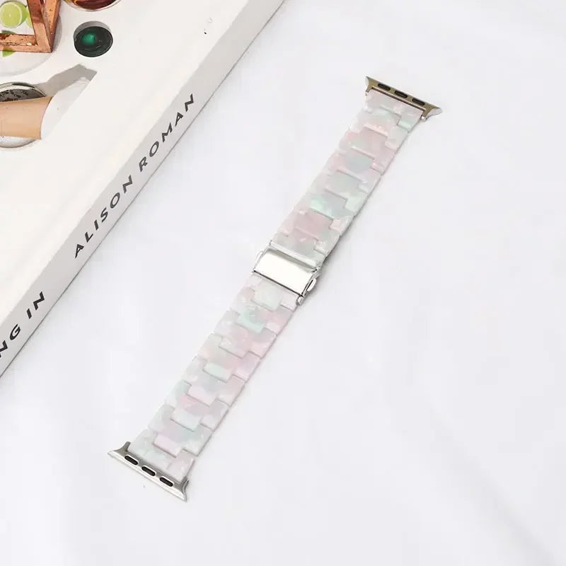 Luxury Resin strap for Apple Watch Ultra 2 Band 49mm 45mm 41mm 40mm 44mm 38mm 42mm Link bracelet iwatch series 9 7 8 6 se 5 4 3