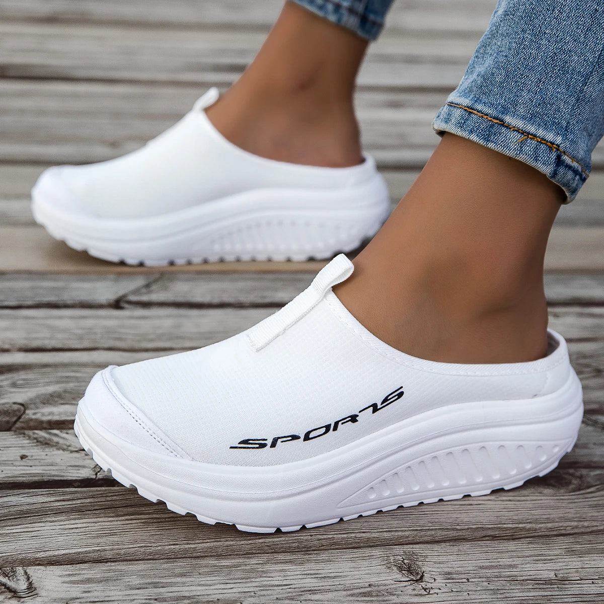 Summer women's one foot sports shoes breathable thin mesh lazy shoes toe cap half drag sandals women's style