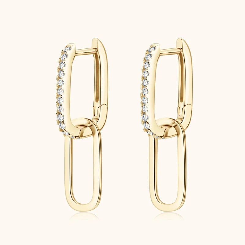 Real S925 Silver Paperclip Link Earrings for Women D Color Moissanite  Earrings Piercing Wedding Jewelry Gift
