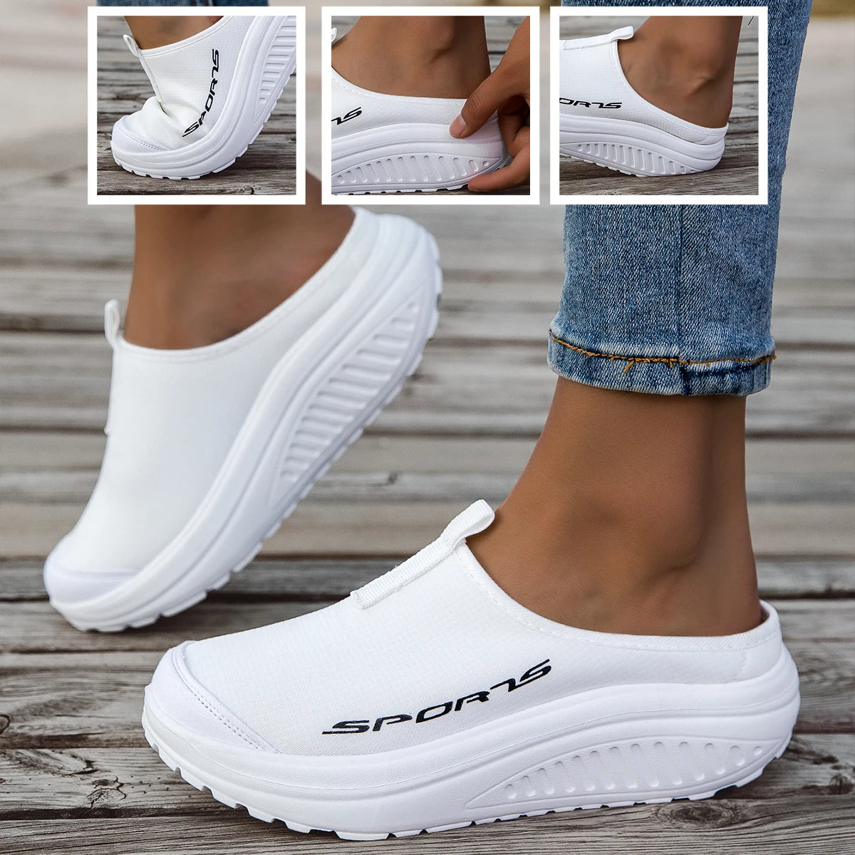 Summer women's one foot sports shoes breathable thin mesh lazy shoes toe cap half drag sandals women's style