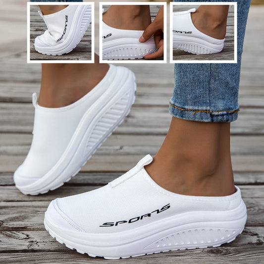Summer women's one foot sports shoes breathable thin mesh lazy shoes toe cap half drag sandals women's style