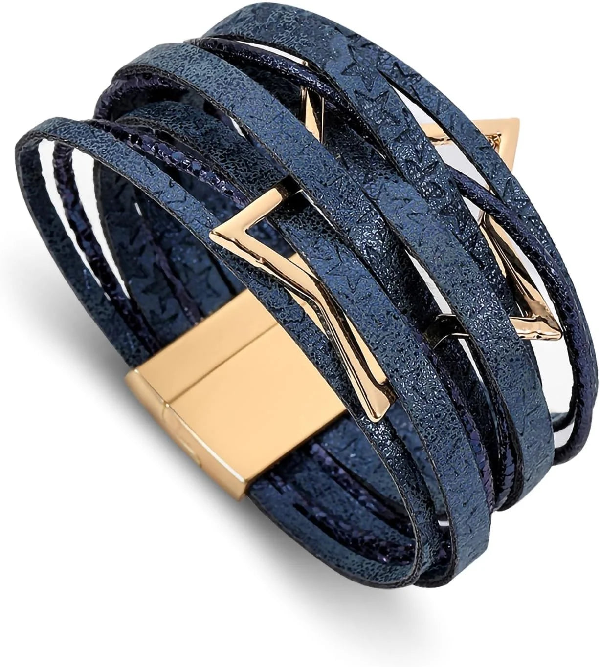 Fesciory Leopard Bracelet for Women, Boho Leather Wrap Multi-Layer Pearl Crystal Bracelet Bangle Jewelry