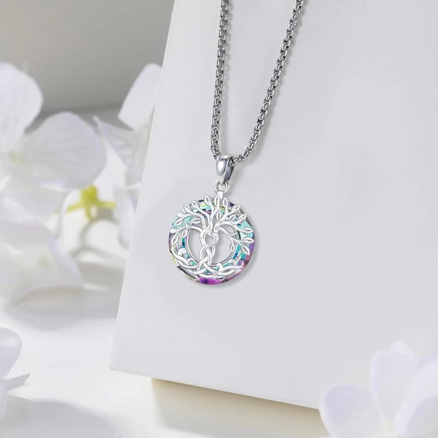Tree of Life Necklace for Women 925 Sterling Silver Tree of Life Crystal Pendant Jewelry Gift For Graduation Birthday Christmas