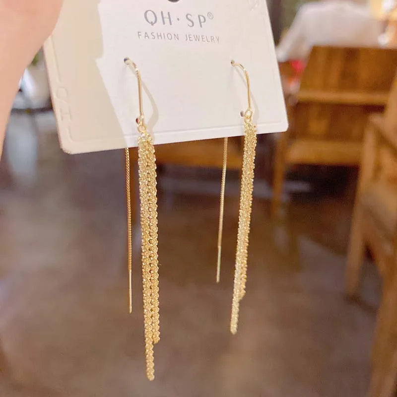 New Long Tassel Chain Dangle Earrings for Women Fashion Fine Earring  Luxury