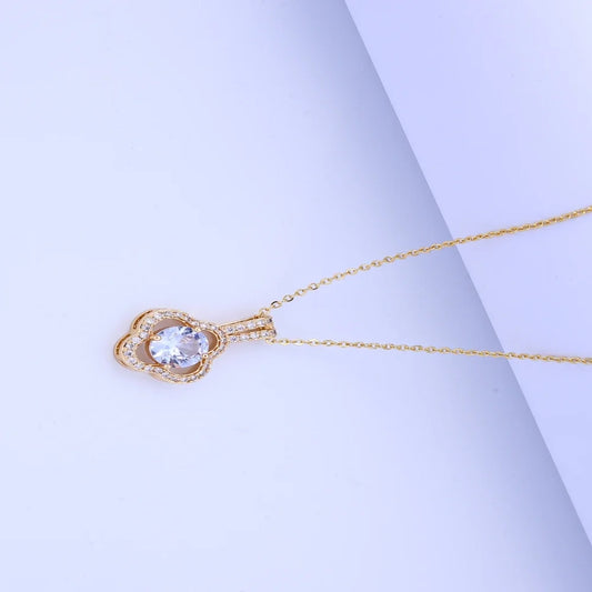 Elegant Four-Leaf Clover Full Diamond Necklace for Women  High-End Pendant Clavicle Chain