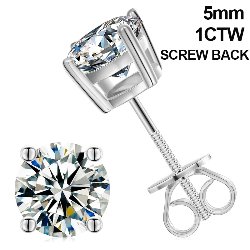 Moissanite Cross Stud Earrings For Women  Jewelry 100% 925 Sterling Silver Sparkling