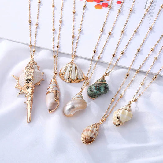 Bohemia Conch Shells Necklace Sea Beach Pendant Necklace For Women Female Summer Gift Jewelry