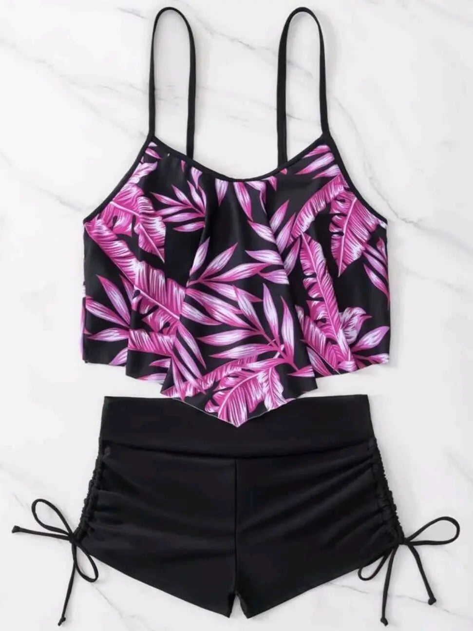 2025 New Sexy Swimwear High Waist Two Piece Bikini Leaf Print Swimsuit Tight Sling Beachwear Summer Women's Seaside Bathing Suit