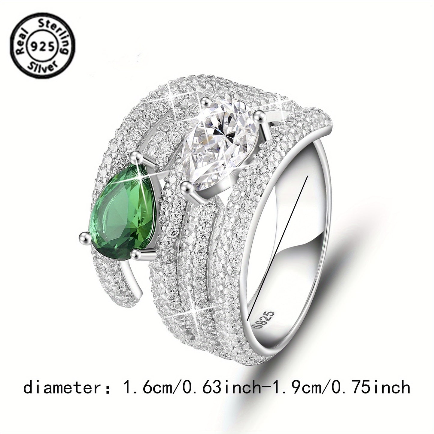 1pc S925 Sterling Silvery Women's Fashion Luxury Noble Exquisite Noble Water Drop Shape Engagement Wedding Bridal Lover Ring, Suitable for Daily Wear, Sports, Gifts, Valentine's Day, Anniversary, Silvery Weight 0.21 oz