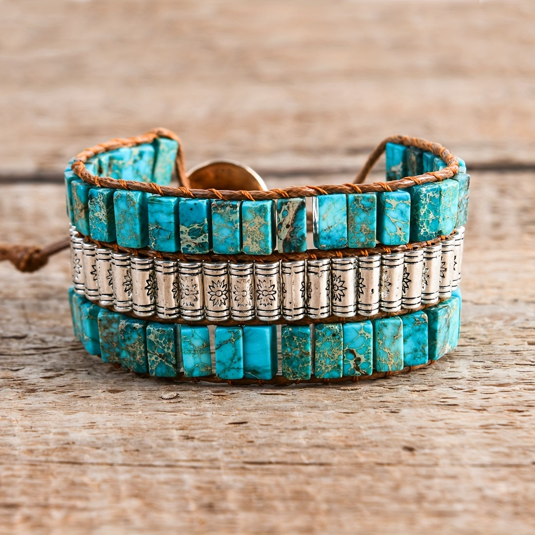 1pc Boho Style Bracelets Made Of Natural Stone Symbol Of Nature And History Suitable For Men And Women Adjustable Jewelry