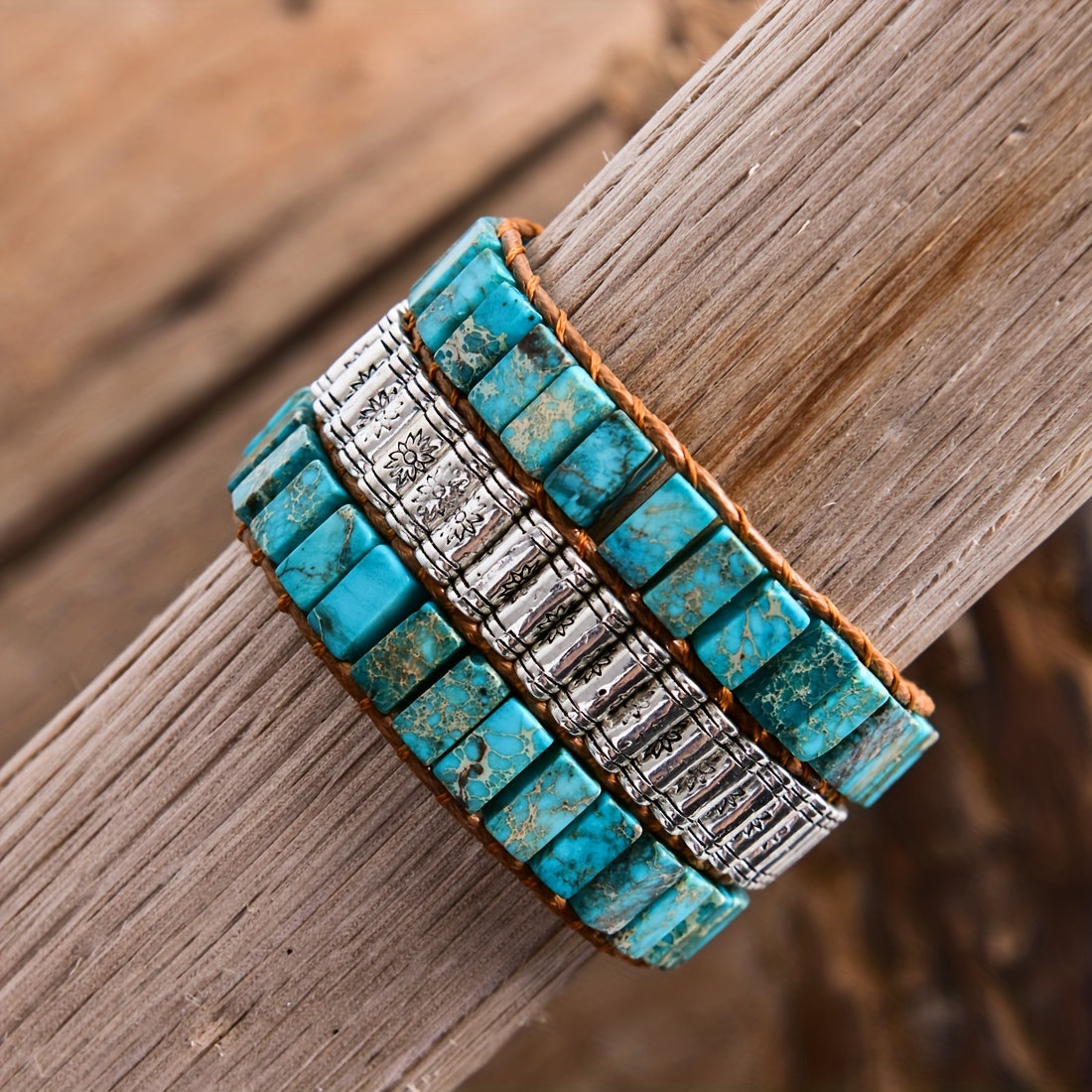 1pc Boho Style Bracelets Made Of Natural Stone Symbol Of Nature And History Suitable For Men And Women Adjustable Jewelry