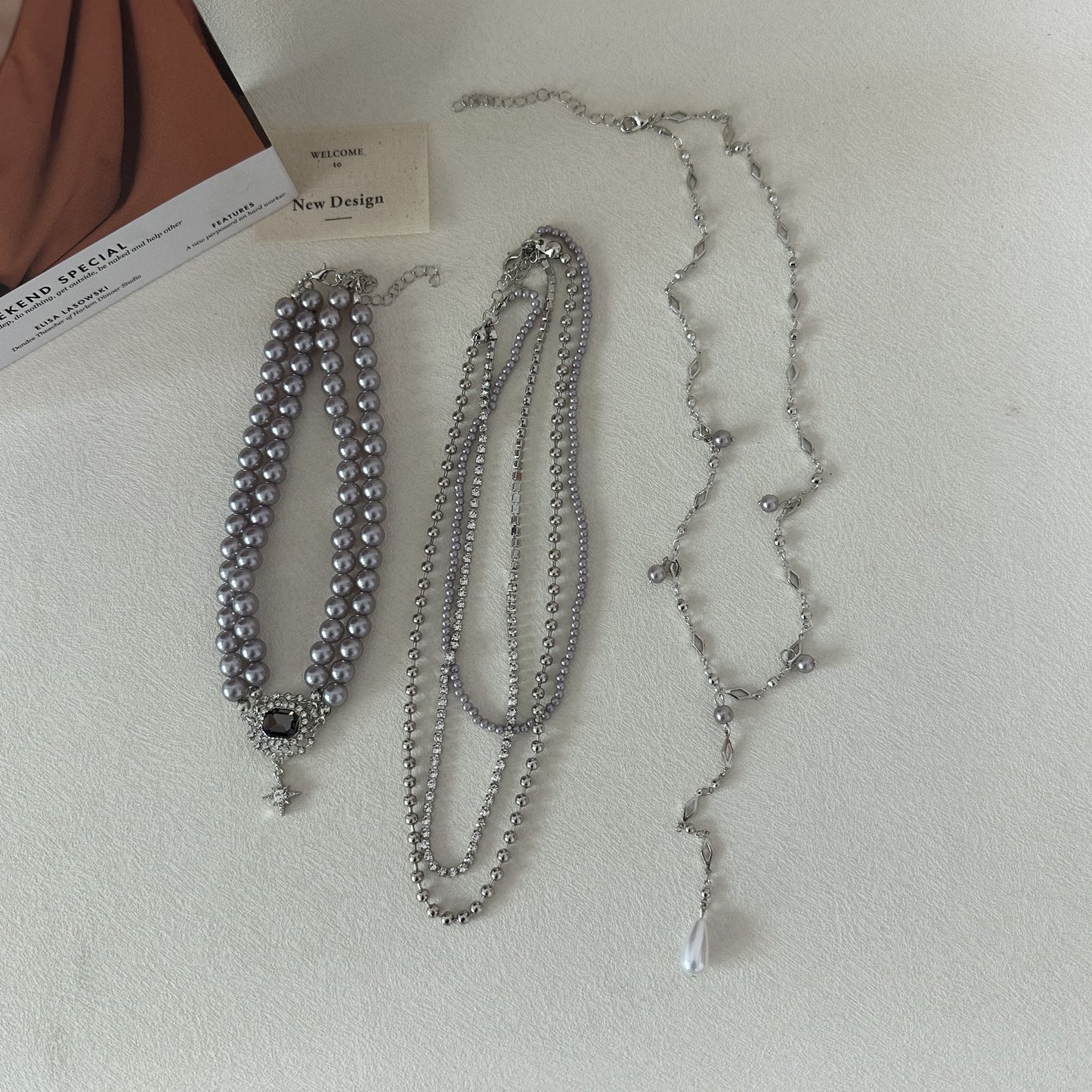 Baroque Niche Light Luxury Temperament Versatile Gray Pearl Women's Necklace
