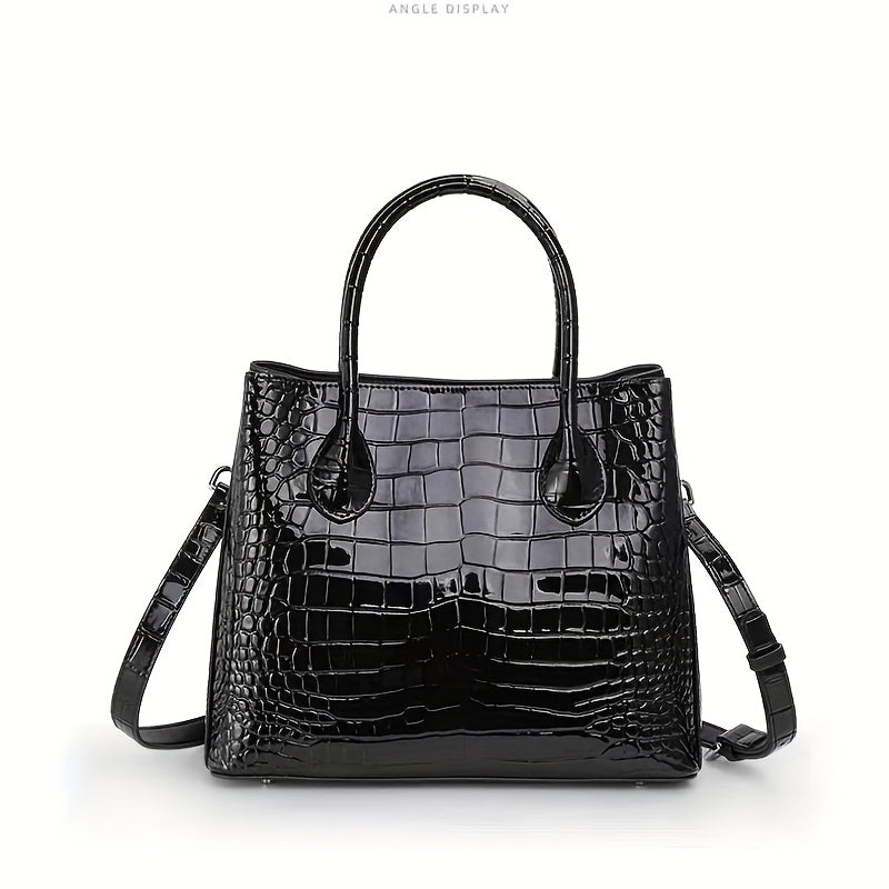 Women's Genuine Leather Shoulder Bag with Detachable Strap & Adhesive Closure - Striped Handbag in Gray/Red/Black, Polyester Lining & Oil-Edged Trim for Durability, Versatile for Casual & Formal Use