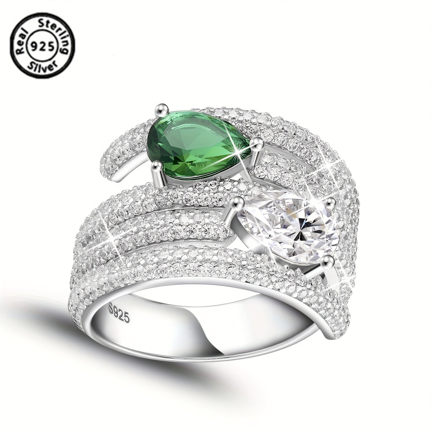 1pc S925 Sterling Silvery Women's Fashion Luxury Noble Exquisite Noble Water Drop Shape Engagement Wedding Bridal Lover Ring, Suitable for Daily Wear, Sports, Gifts, Valentine's Day, Anniversary, Silvery Weight 0.21 oz
