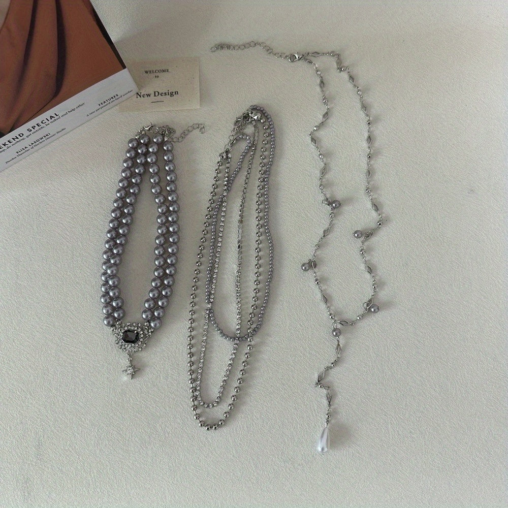 Baroque Niche Light Luxury Temperament Versatile Gray Pearl Women's Necklace