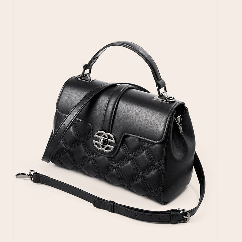 Women'S Genuine Leather Crossbody Bag - Large Capacity Handbag with Golden-Tone Hardware, Golden-Tone Buckle Closure & Golden-Tone Hardware, Elegant Shoulder Purse For Commuting, Daily Use, Versatile Design, Durable Construct