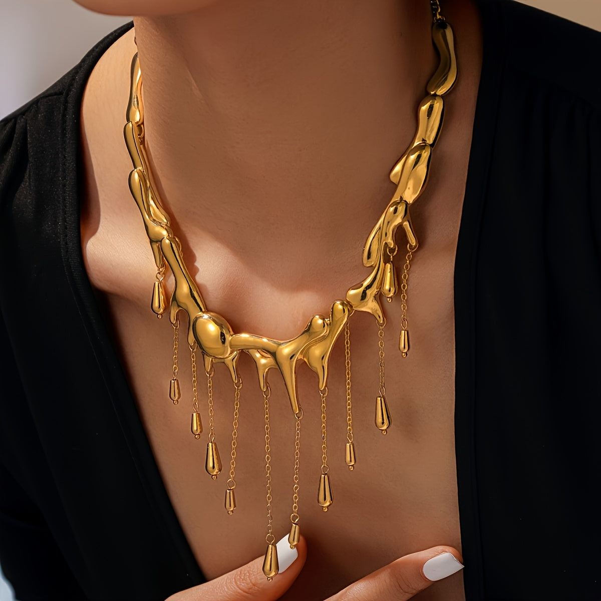1pc Women'S Boho Sexy Tassel Pendant Necklace, Zinc Alloy, Long Chain, No Stone, for Party and Banquet Occasion