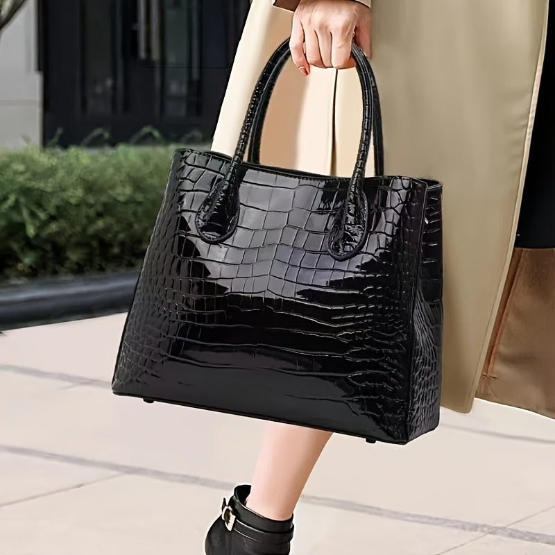 Women's Genuine Leather Shoulder Bag with Detachable Strap & Adhesive Closure - Striped Handbag in Gray/Red/Black, Polyester Lining & Oil-Edged Trim for Durability, Versatile for Casual & Formal Use