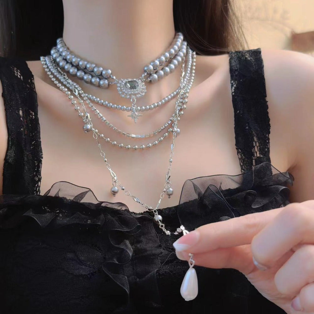 Baroque Niche Light Luxury Temperament Versatile Gray Pearl Women's Necklace