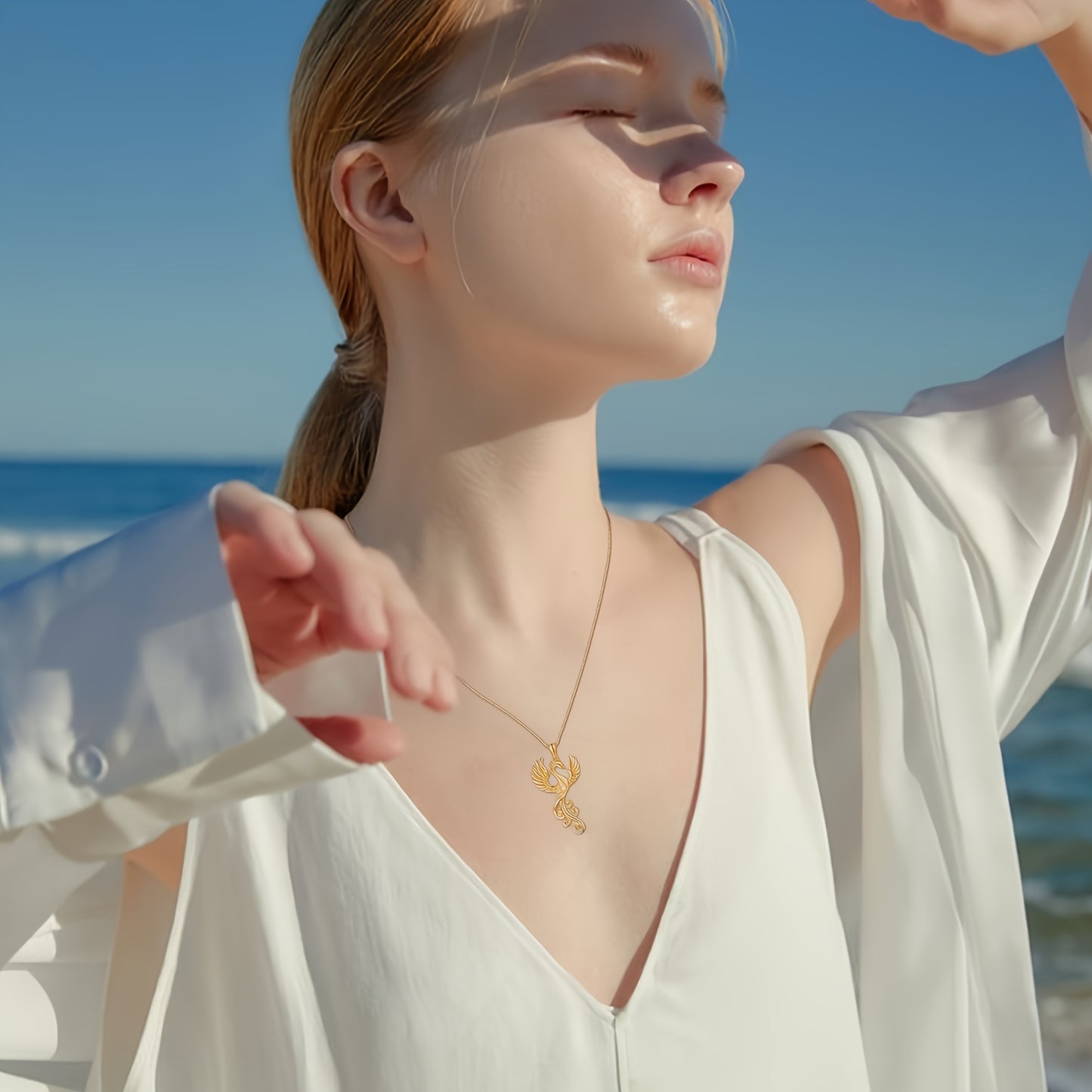 \ Elegant Vintage Phoenix Pendant Necklace, 14K Golden Plated, 925 Sterling Silvery Bird Charm Jewelry for Women, Ideal for Daily Wear & Gifting, Christmas Gift Item, Vintage Style,14K Golden Plated