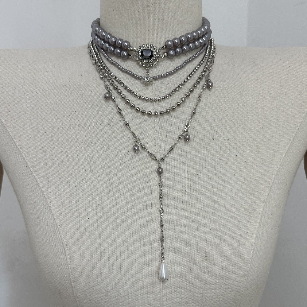 Baroque Niche Light Luxury Temperament Versatile Gray Pearl Women's Necklace